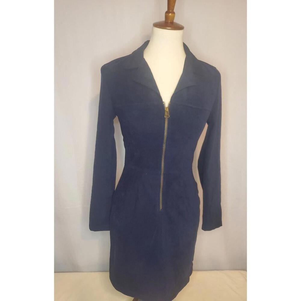 Women's Jonathan Martin Navy Blue Long Sleeve Zipper Front Dress Size 3